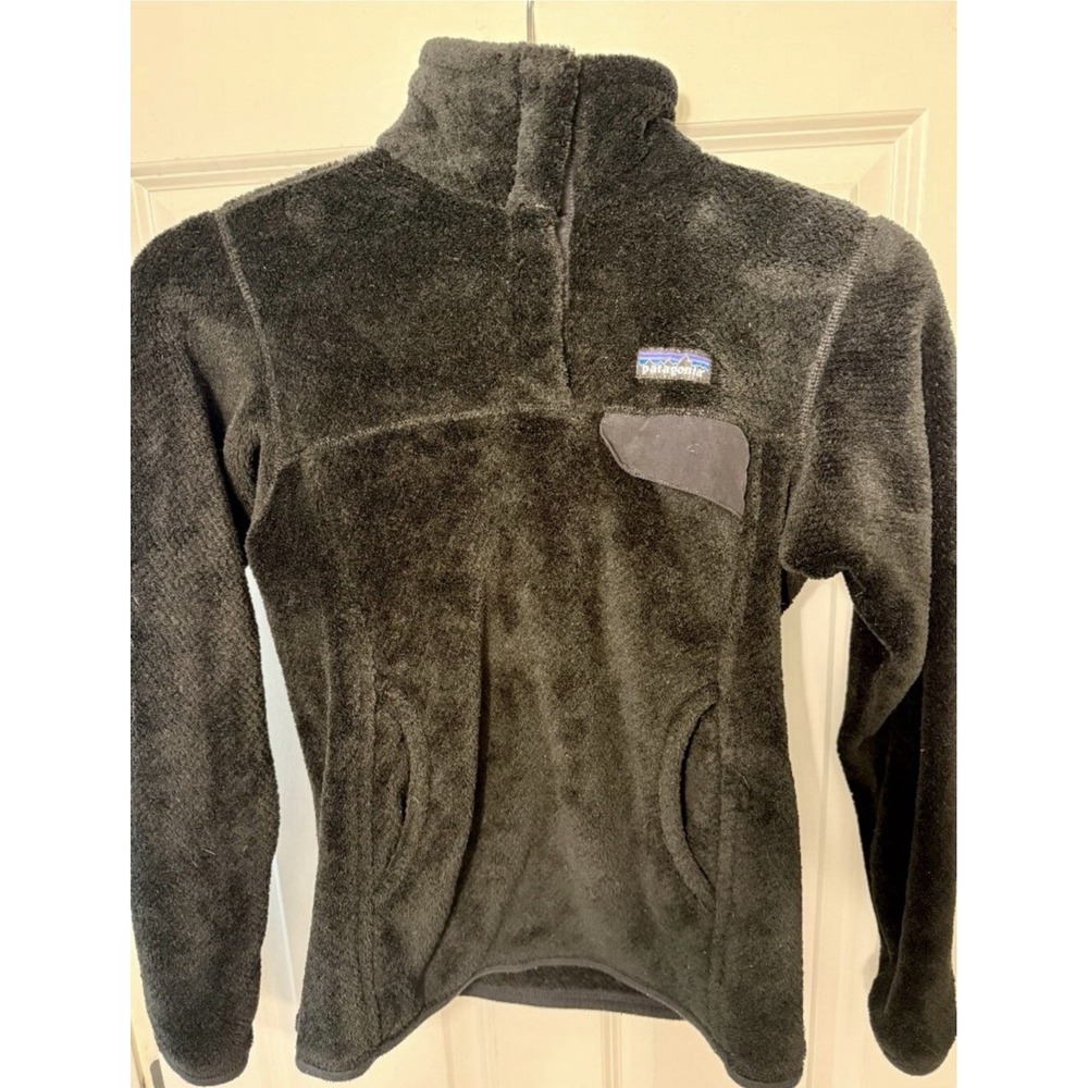 Patagonia Re-Tool Snap-T 1/4 Button Fleece Jacket Black Women Small